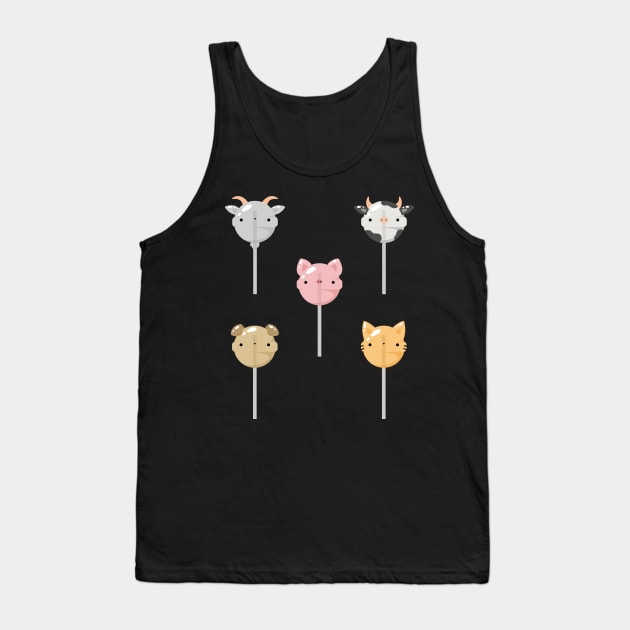 Farm animals lollipop set Tank Top by Nikamii